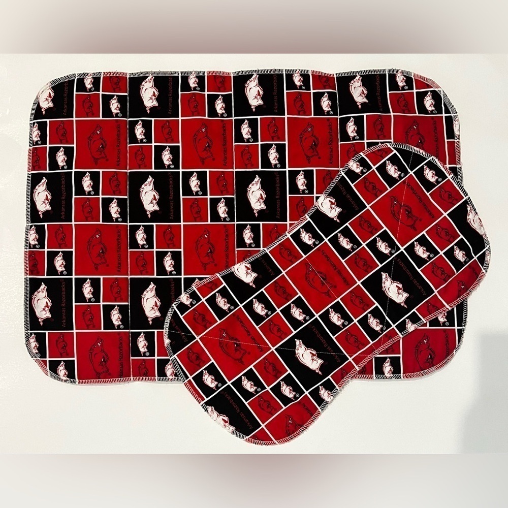 Arkansas razorbacks baby burping cloth and changing pad.